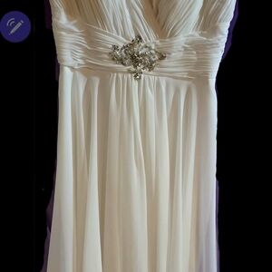 White Ruched Plunge Wedding Gown